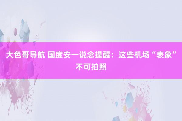大色哥导航 国度安一说念提醒：这些机场“表象”不可拍照