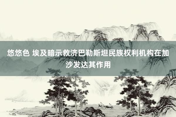 悠悠色 埃及暗示救济巴勒斯坦民族权利机构在加沙发达其作用