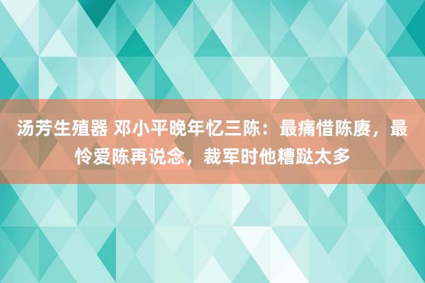 汤芳生殖器 邓小平晚年忆三陈：最痛惜陈赓，最怜爱陈再说念，裁军时他糟跶太多