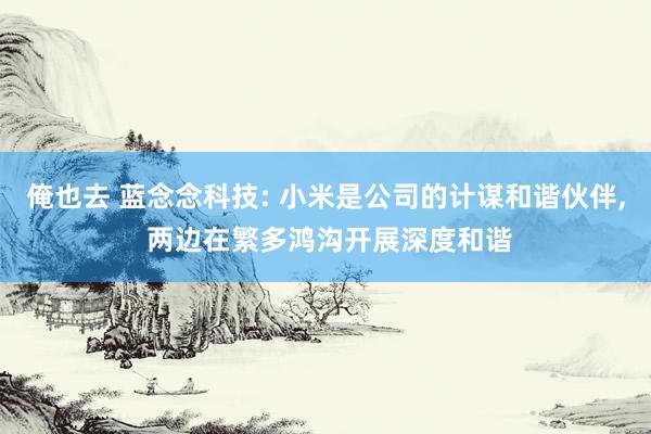 俺也去 蓝念念科技: 小米是公司的计谋和谐伙伴, 两边在繁多鸿沟开展深度和谐