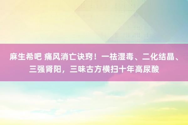 麻生希吧 痛风消亡诀窍！一祛湿毒、二化结晶、三强肾阳，三味古方横扫十年高尿酸