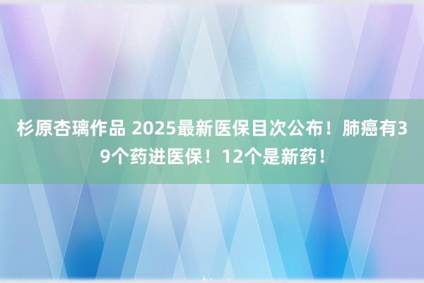 杉原杏璃作品 2025最新医保目次公布！肺癌有39个药进医保！12个是新药！
