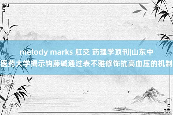 melody marks 肛交 药理学顶刊|山东中医药大学揭示钩藤碱通过表不雅修饰抗高血压的机制